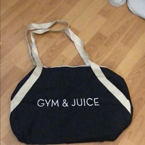 NWT Private Party “Gym and Juice” denim gym bag